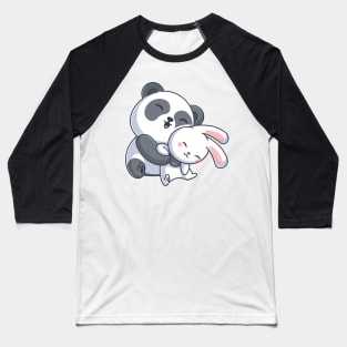 Cute panda hugging stuffed bunny Baseball T-Shirt